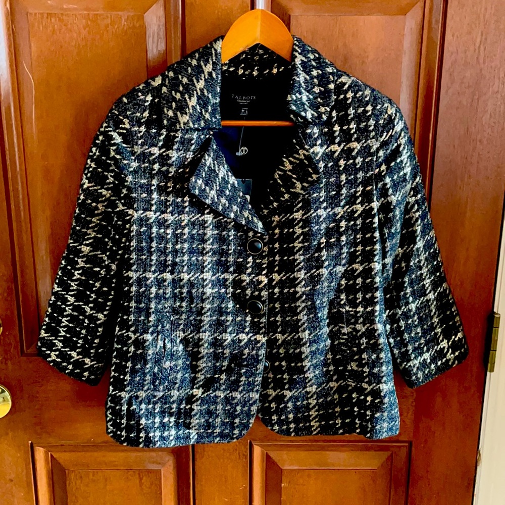 Talbots Black and Gold Metallic Short Jacket